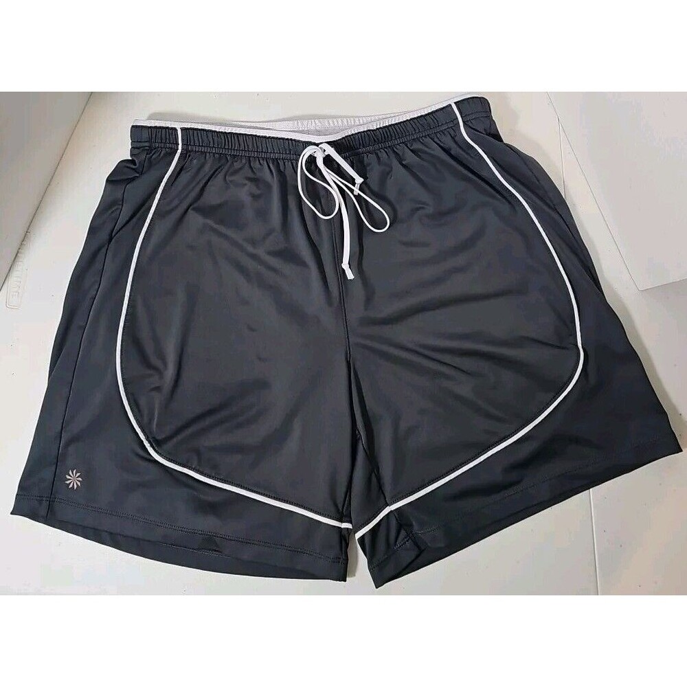 Athleta Take Two Shorts Womens Sz M Asphalt Gray Lined Running Drawstring